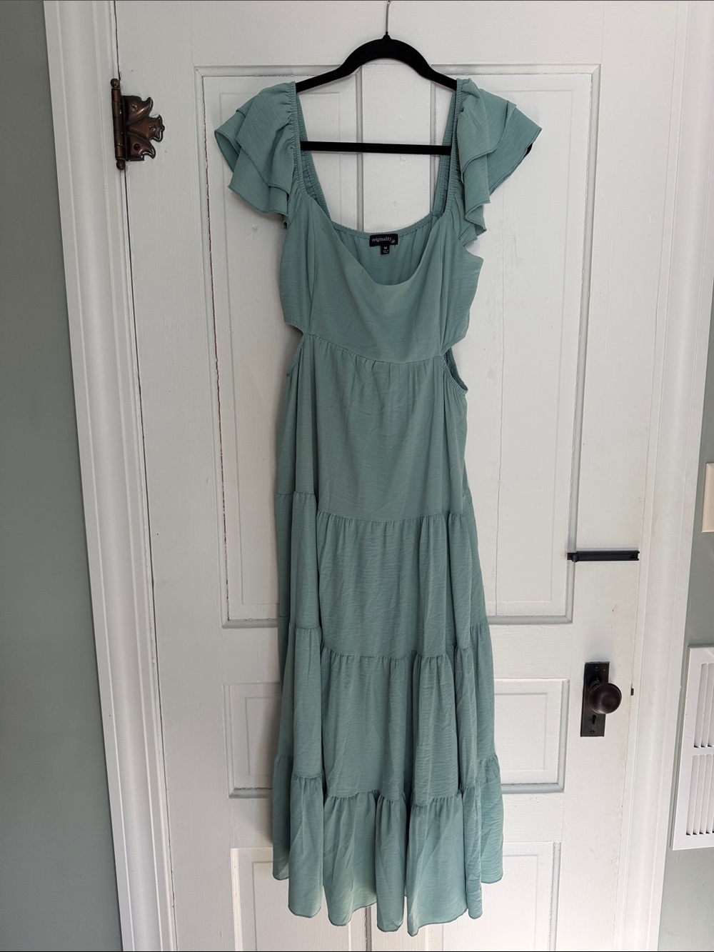 Originality Light Mint Tiered Maxi Dress with Ruffle Sleeves